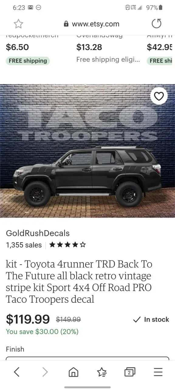 52354 diecast 4runner wheels